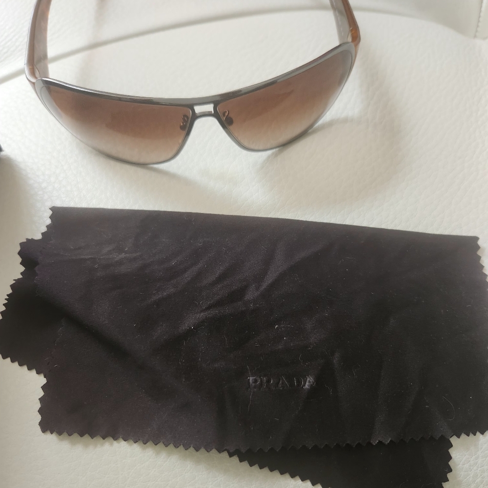 Authentic Prada Flower Logo Rimless  Sunglasses Tortoiseshell Brown/Silv… - Picture 6 of 6